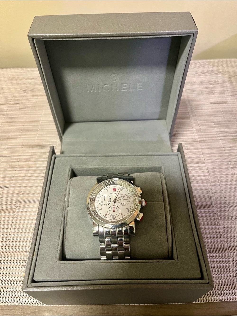 MICHELE Sport Sail Diamond Chronograph Watch White Dial Stainless Steel 38mm - Picture 5 of 15